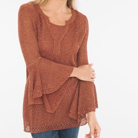 Chico’s Pullover Tank w/Sweater Long Bell Sleeve Size 1 Like new - Picture 1 of 6